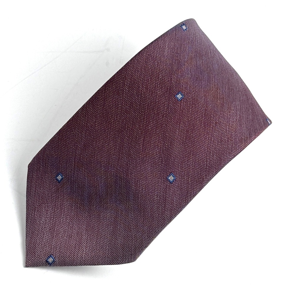 Necktie Mens OS Burgundy Geometric Diamond Pattern Polyester Dark Academia Retro